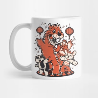 Dragon Disco Delight, Chinese Cartoon Style Mug